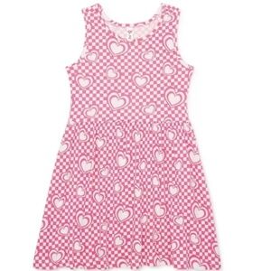 Miss Pink Girls Pink Check and Hearts Sleeveless Dress Size 8 NEW